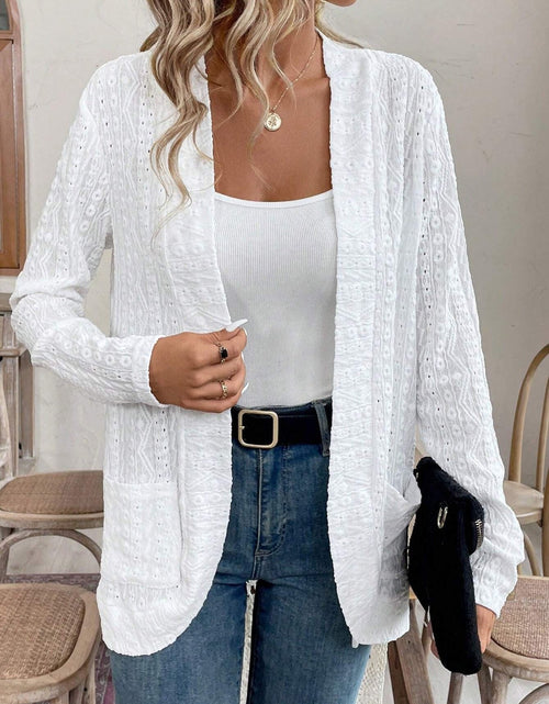 Load image into Gallery viewer, Pocketed Eyelet Open Front Cover Up
