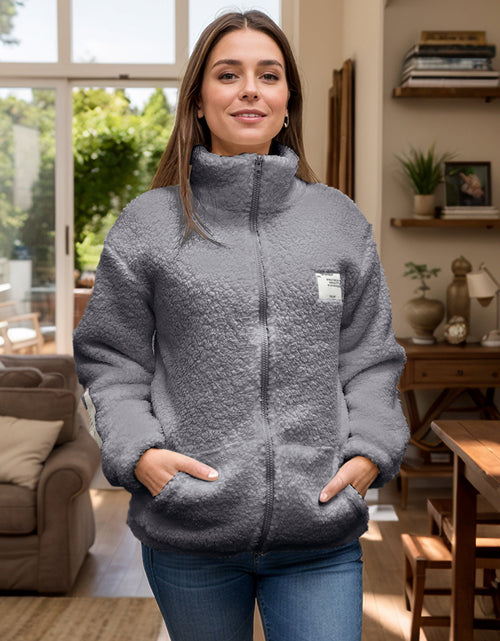Load image into Gallery viewer, Full Size Turtleneck Zip Up Long Sleeve Sherpa Jacket
