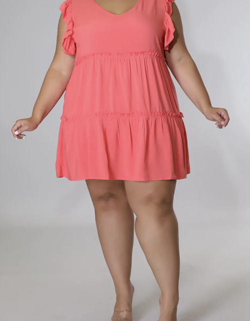 Load image into Gallery viewer, Plus Size V-Neck Frill Trim Mini Dress
