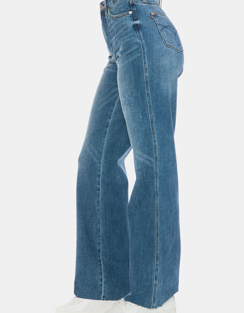 Load image into Gallery viewer, Judy Blue Full Size Tummy Control Cut Raw Hem Straight Jeans
