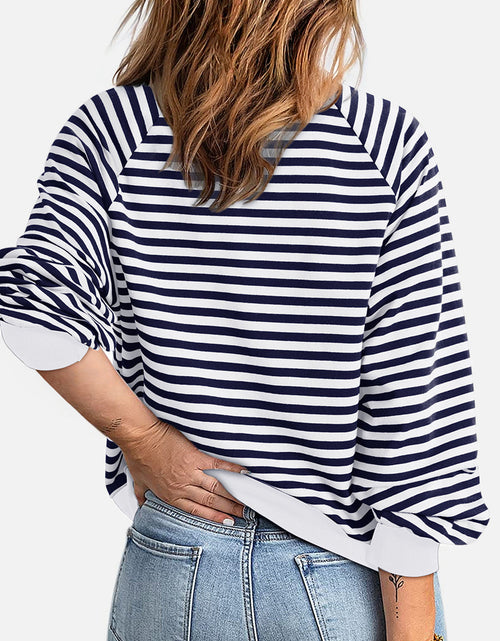 Load image into Gallery viewer, Striped Zip Up Long Sleeve Sweatshirt
