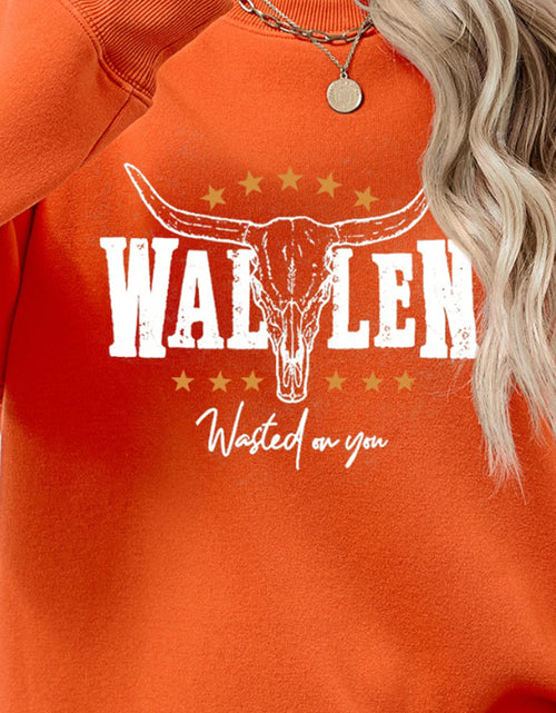 Load image into Gallery viewer, Graphic Round Neck Dropped Shoulder Sweatshirt
