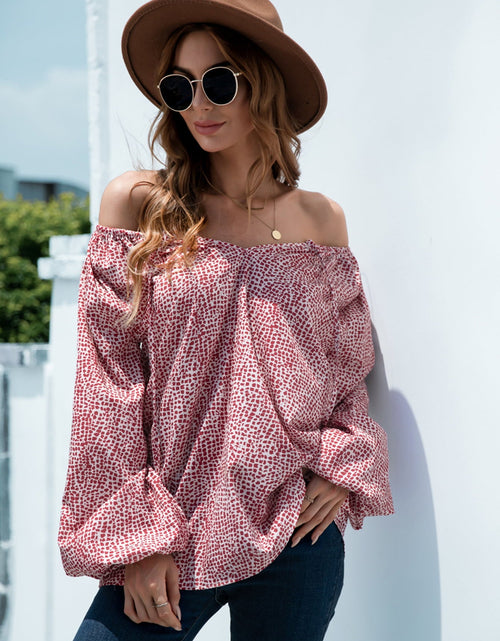 Load image into Gallery viewer, Printed Tie-Neck Balloon Sleeve Blouse
