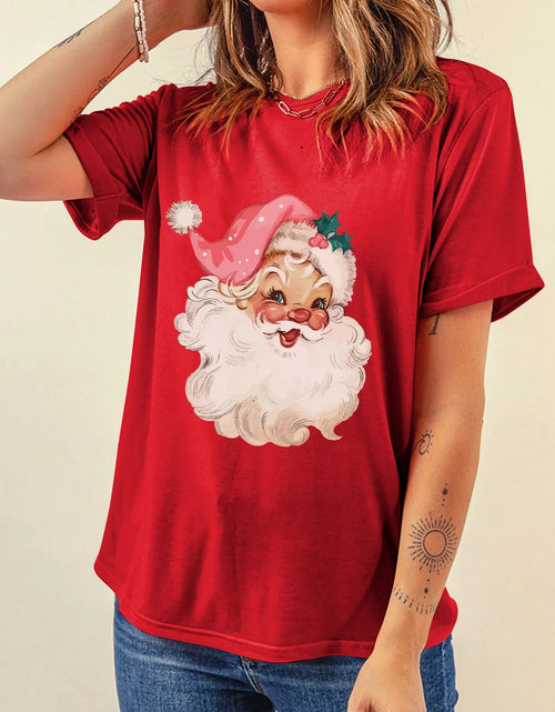 Load image into Gallery viewer, Santa Round Neck Short Sleeve T-Shirt
