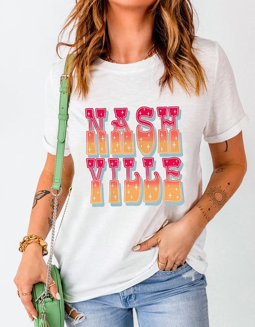 Load image into Gallery viewer, Letter Graphic Round Neck Short Sleeve T-Shirt
