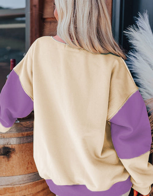 Load image into Gallery viewer, Contrast Round Neck Long Sleeve Sweatshirt
