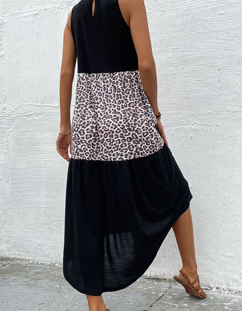 Load image into Gallery viewer, Perfee Leopard Contrast Sleeveless Maxi Dress
