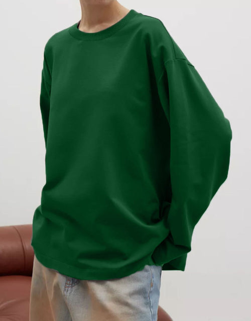 Load image into Gallery viewer, Round Neck Dropped Shoulder Long Sleeve T-Shirt

