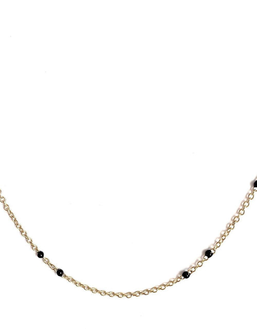 Load image into Gallery viewer, Dainty Black Onyx Beaded Link Necklace for Women in White or Yellow Gold by Hollywood Sensation®
