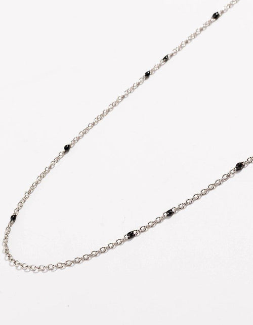 Load image into Gallery viewer, Dainty Black Onyx Beaded Link Necklace for Women in White or Yellow Gold by Hollywood Sensation®
