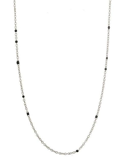 Load image into Gallery viewer, Dainty Black Onyx Beaded Link Necklace for Women in White or Yellow Gold by Hollywood Sensation®
