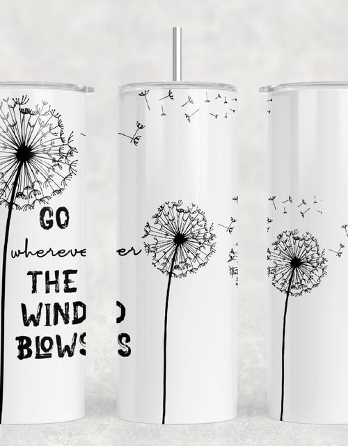 Load image into Gallery viewer, Dandelion Wind Blows - 20 oz Steel Skinny Tumbler - Optional Blue Tooth Speaker - Speaker Color will Vary by Rowdy Ridge Co
