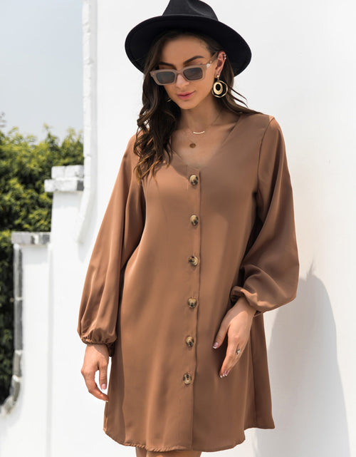 Load image into Gallery viewer, V-Neck Long Sleeve Mini Dress
