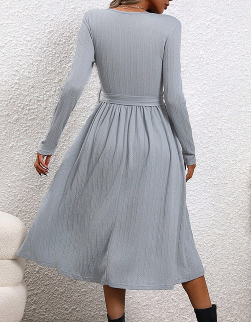 Load image into Gallery viewer, Surplice Tie Waist Long Sleeve Midi Dress
