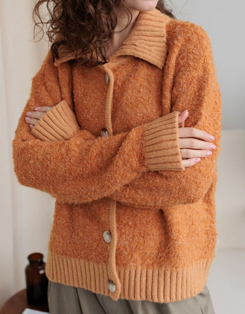 Load image into Gallery viewer, Collared Neck Button Down Long Sleeve Cardigan
