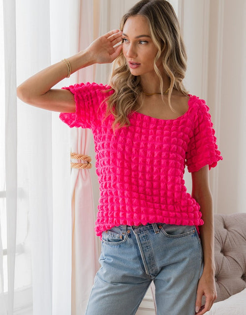 Load image into Gallery viewer, Sew In Love Bubble Textured Round Neck Short Sleeve T-Shirt
