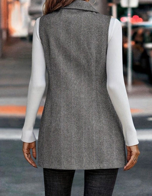 Load image into Gallery viewer, Buttoned Collared Neck Longline Vest Coat
