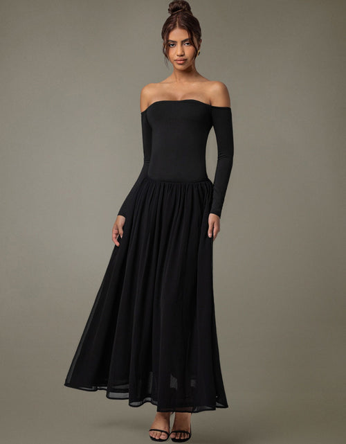 Load image into Gallery viewer, Off Shoulder Long Sleeve Maxi Dress
