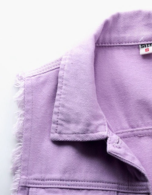 Load image into Gallery viewer, Full Size Button Down Raw Hem Sleeveless Denim Jacket Plus Size
