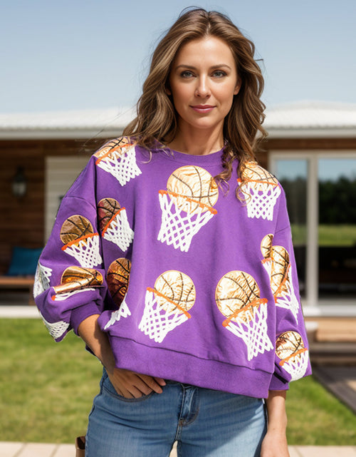 Load image into Gallery viewer, Basketball Round Neck Long Sleeve Sweatshirt

