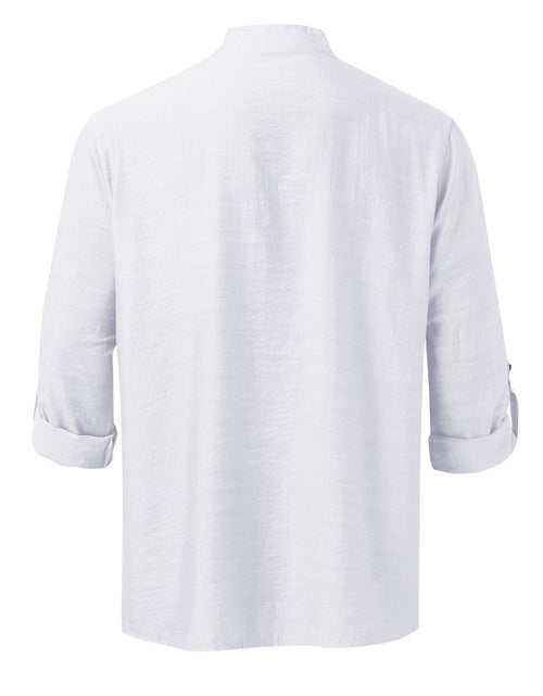 Load image into Gallery viewer, Men's Full Size Half Button Long Sleeve Shirt Plus Size
