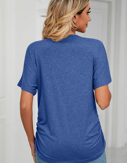 Load image into Gallery viewer, Ruched V-Neck Short Sleeve T-Shirt
