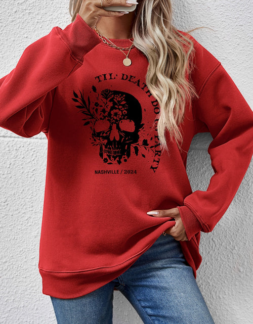 Load image into Gallery viewer, Graphic Round Neck Dropped Shoulder Sweatshirt

