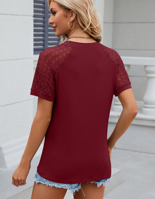 Load image into Gallery viewer, Openwork Round Neck Short Sleeve T-Shirt
