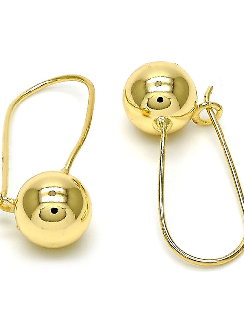 Load image into Gallery viewer, Leverback Earring, Ball Design, Polished Finish, Golden Tone
