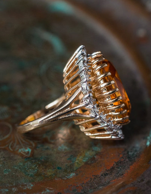 Load image into Gallery viewer, Vintage Women's Statement Crystal Cocktail Ring 18k Gold Electroplated by PVD Vintage Jewelry
