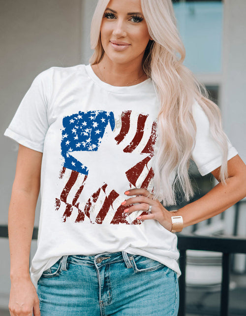 Load image into Gallery viewer, US Flag Graphic Round Neck Tee
