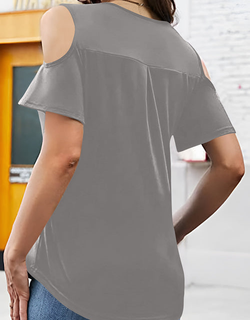 Load image into Gallery viewer, Full Size Half Zip Cold Shoulder Top
