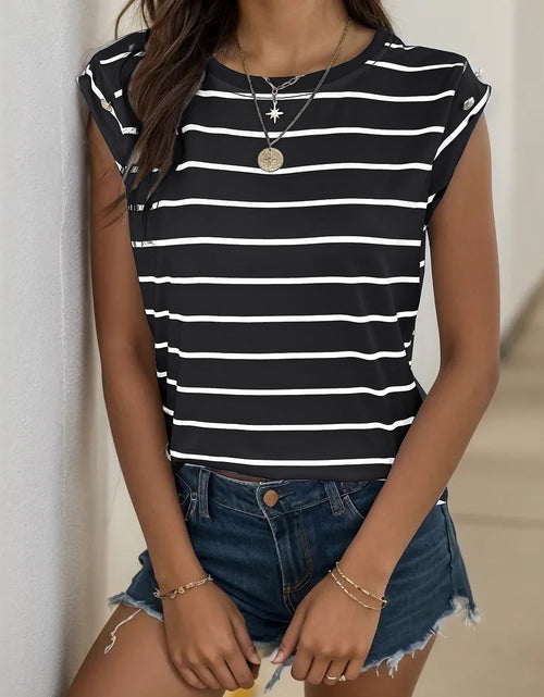 Load image into Gallery viewer, Perfee Decorative Button Round Neck T-Shirt
