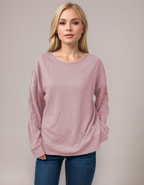 Load image into Gallery viewer, Side Slit Round Neck Long Sleeve T-Shirt
