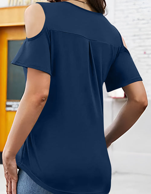 Load image into Gallery viewer, Full Size Half Zip Cold Shoulder Top
