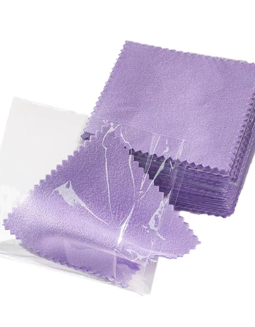 Load image into Gallery viewer, 50Pcs Individually Silver Cleaner Polishing Jewelry Cloth Napkin Tarnish Remover Tool with Package Ornaments for Silverware Gold
