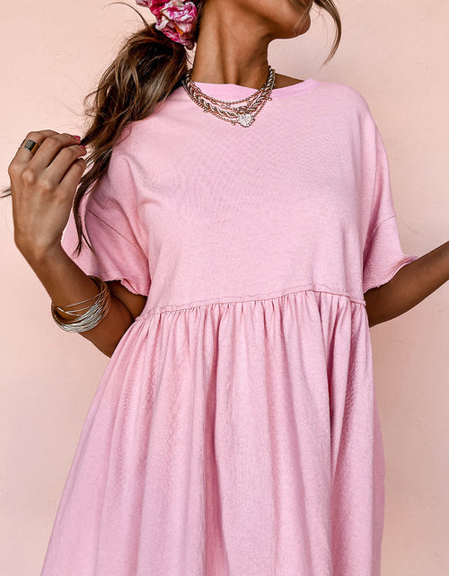 Load image into Gallery viewer, Round Neck Half Sleeve Mini Dress
