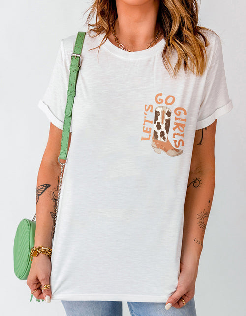 Load image into Gallery viewer, Round Neck Short Sleeve Cowboy Theme T-Shirt
