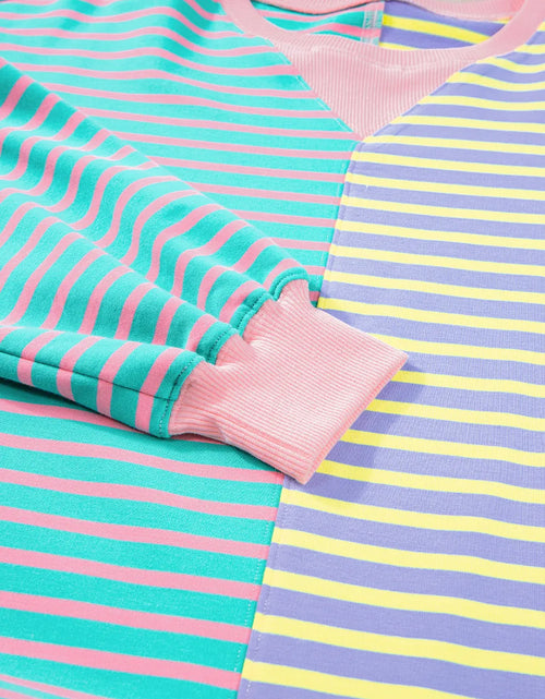 Load image into Gallery viewer, Contrast Stripes Round Neck Long Sleeve Sweatshirt
