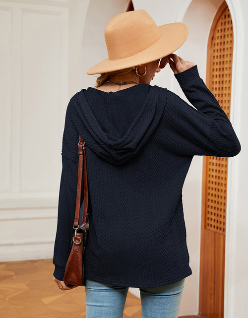 Load image into Gallery viewer, Half-Button Dropped Shoulder Hoodie
