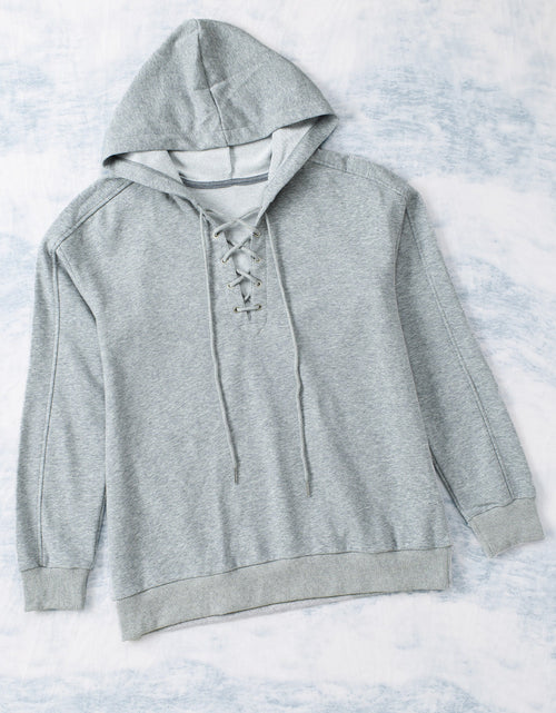 Load image into Gallery viewer, Lace Up Long Sleeve Hoodie
