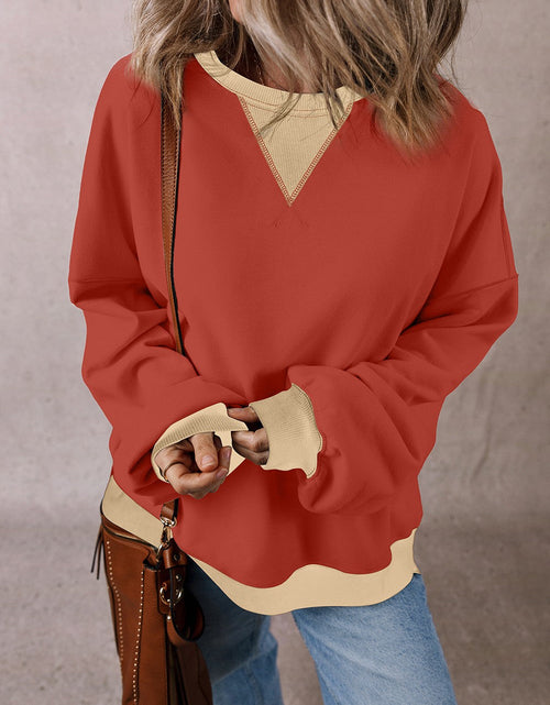 Load image into Gallery viewer, Contrast Round Neck Long Sleeve Sweatshirt
