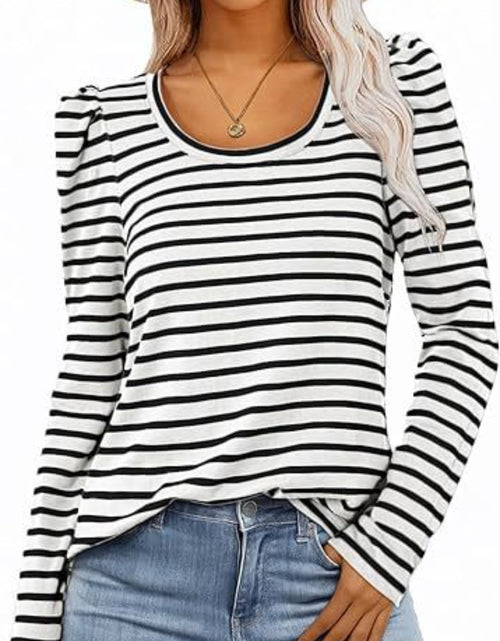 Load image into Gallery viewer, Striped Round Neck Long Sleeve T-Shirt
