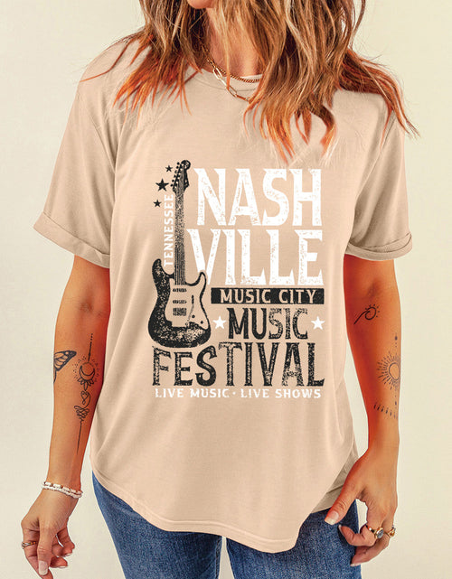 Load image into Gallery viewer, Letter Graphic Round Neck Short Sleeve T-Shirt
