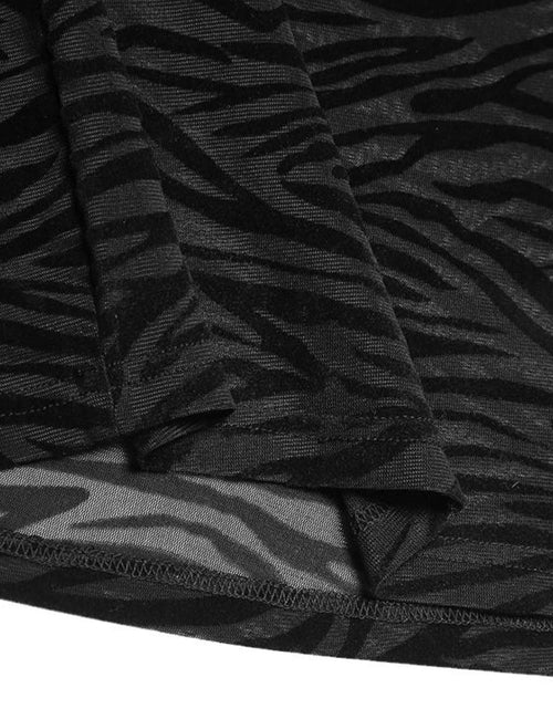 Load image into Gallery viewer, Men's Zebra Print Mock Neck Long Sleeve Mesh Top

