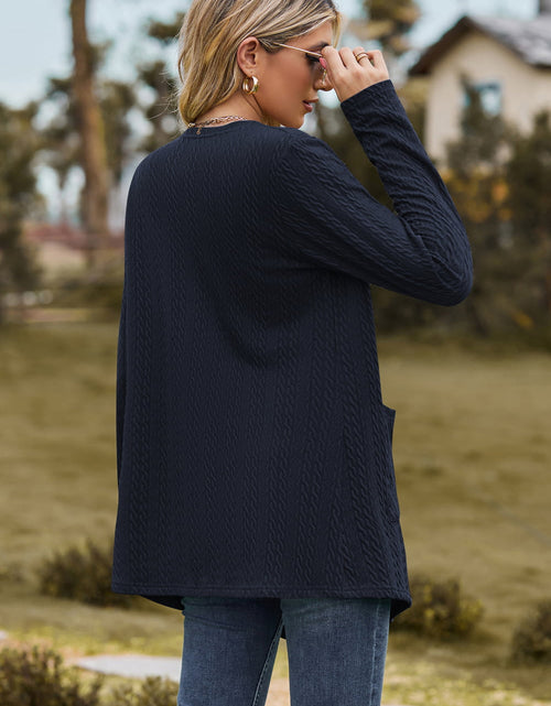 Load image into Gallery viewer, Cable-Knit Long Sleeve Cardigan with Pocket
