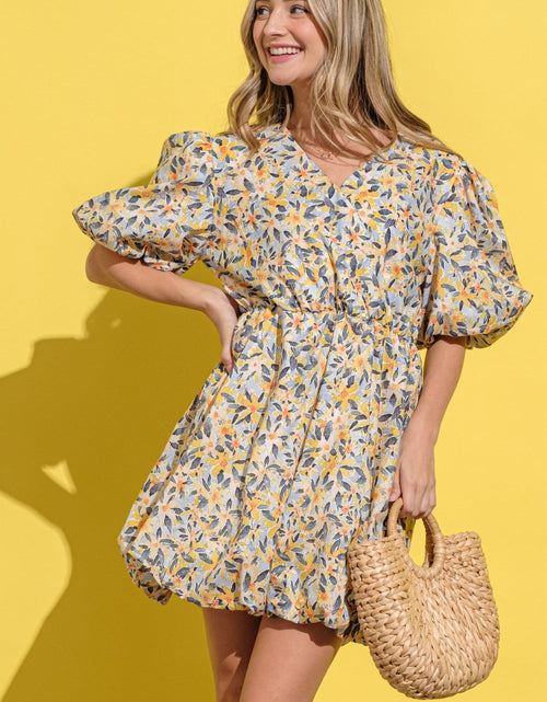 Load image into Gallery viewer, And The Why Full Size Floral Surplice Puff Sleeve Dress
