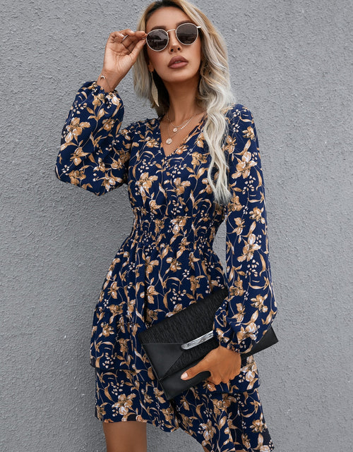 Load image into Gallery viewer, Ivy Lane Floral Layered Surplice Balloon Sleeve Dress
