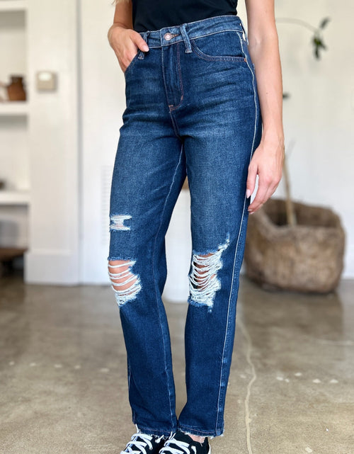 Load image into Gallery viewer, Judy Blue Full Size High Waist Rigid Magic Heavy Destroy Straight Jeans
