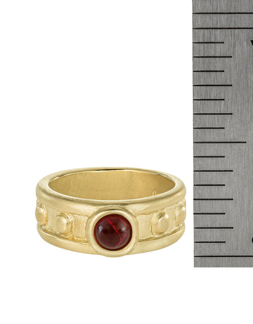 Load image into Gallery viewer, Vintage Ring 1970s Sapphire Cabocon Glass Ring 18k Brushed Gold September Birthstone #R3095 by PVD Vintage Jewelry
